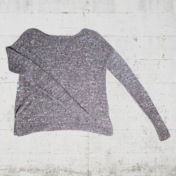 Hollister Heathered Red Southwestern Cropped Boat Neck Knit Sweater Size Small - Picture 5 of 5